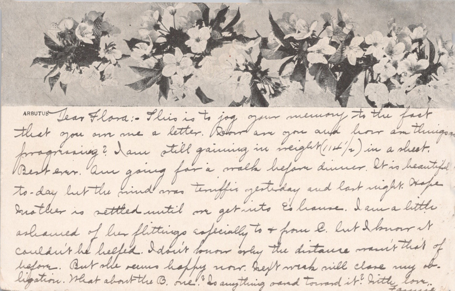 Reverse of an early Idylease postcard with address, postmarks, and stamp