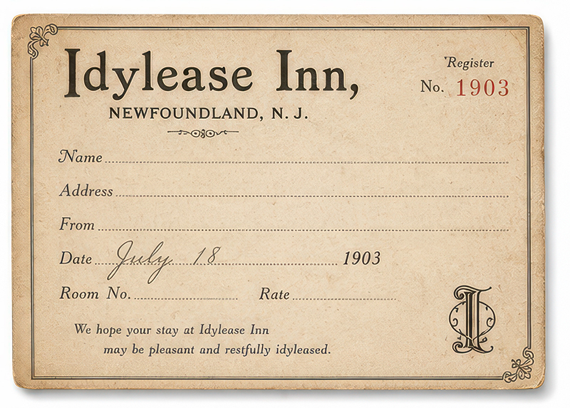 1903 Idylease guest register card
