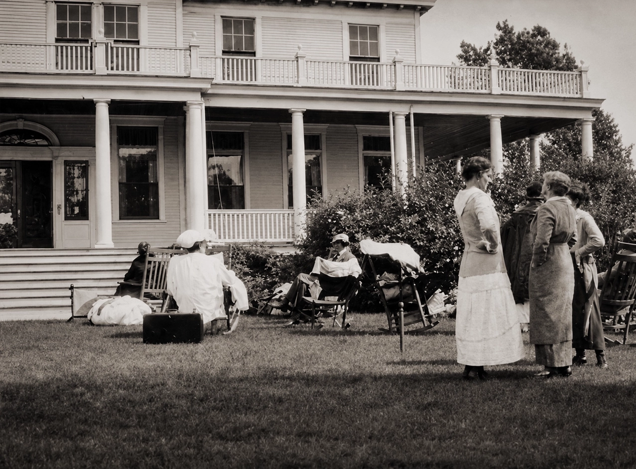 Guests gathered on the lawn at Idylease