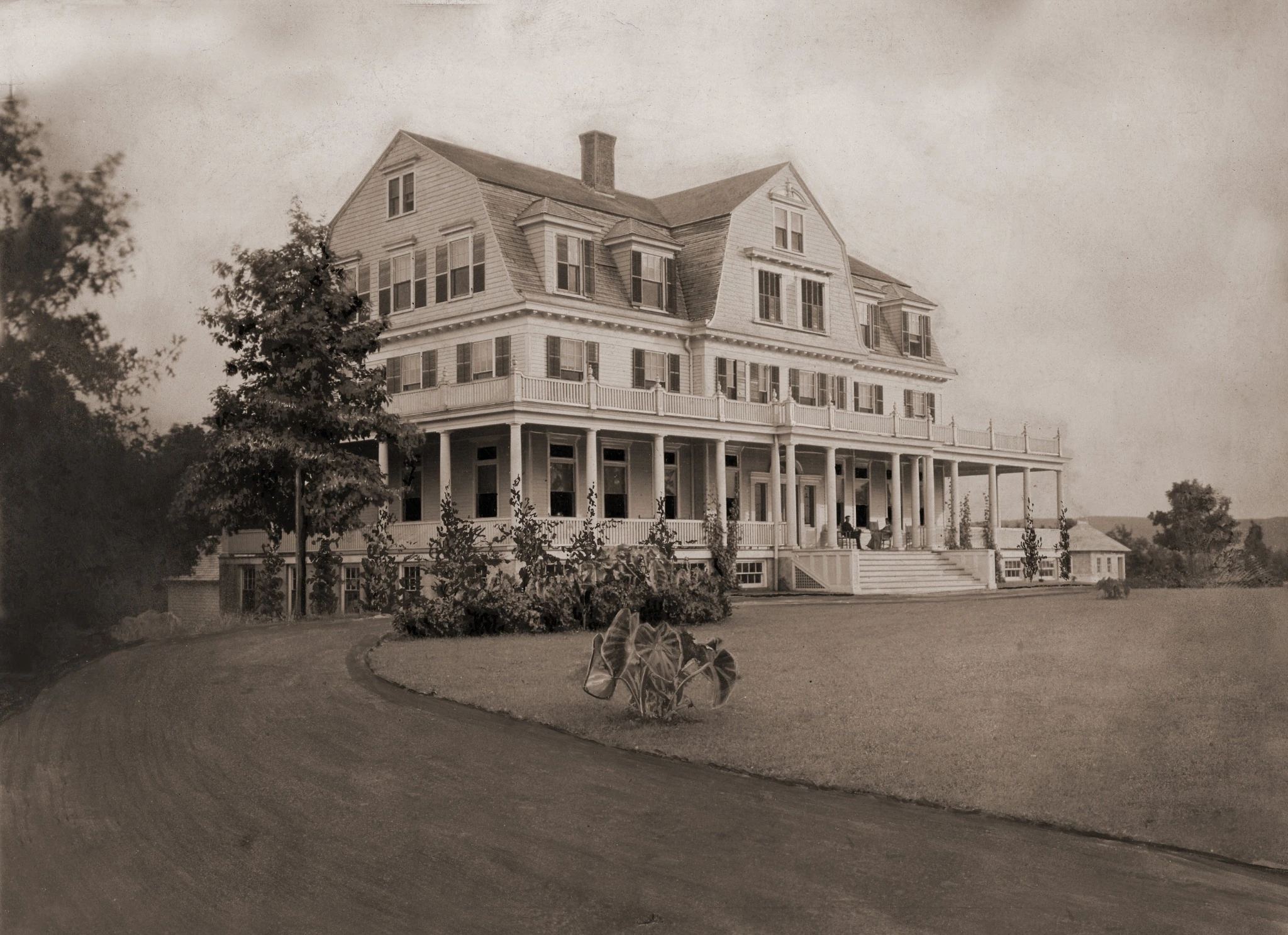 Historic sepia view of Idylease from the north