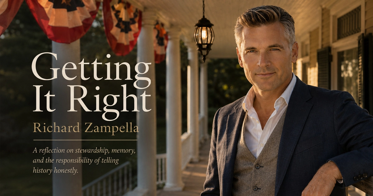 Getting It Right — Richard Zampella, a reflection on stewardship, memory and the responsibility of telling history honestly