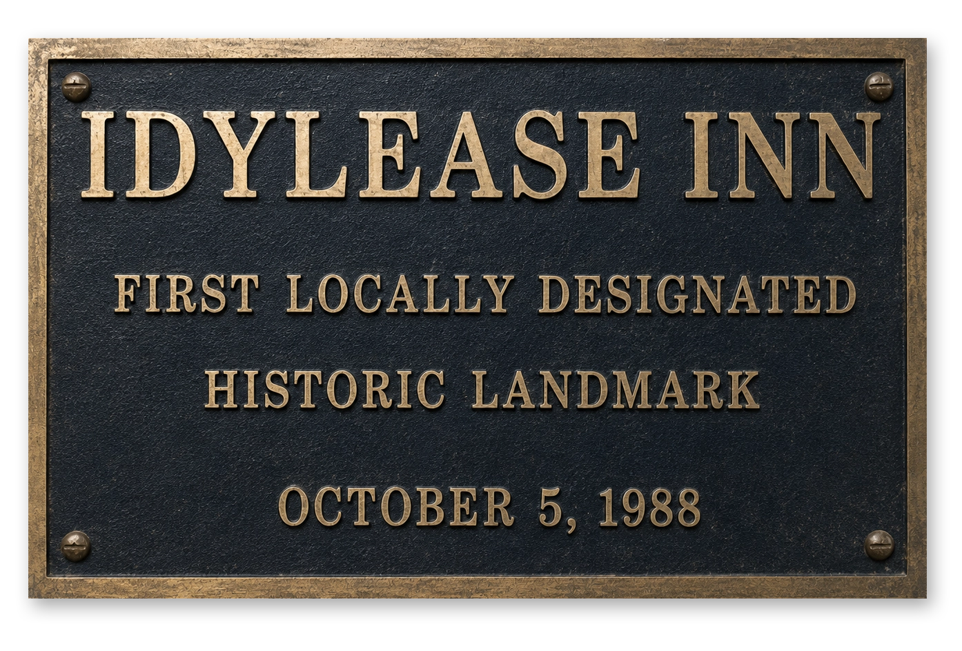 Historic landmark plaque for Idylease Inn, West Milford's first locally designated historic landmark