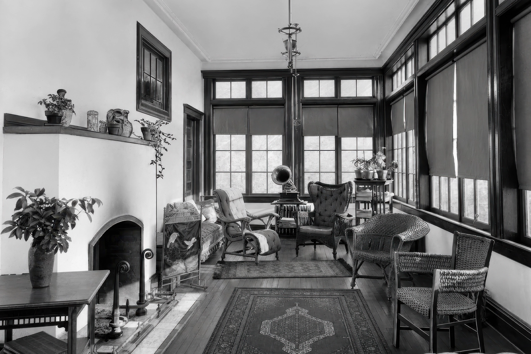 Idylease sun porch and music conservatory historic photograph