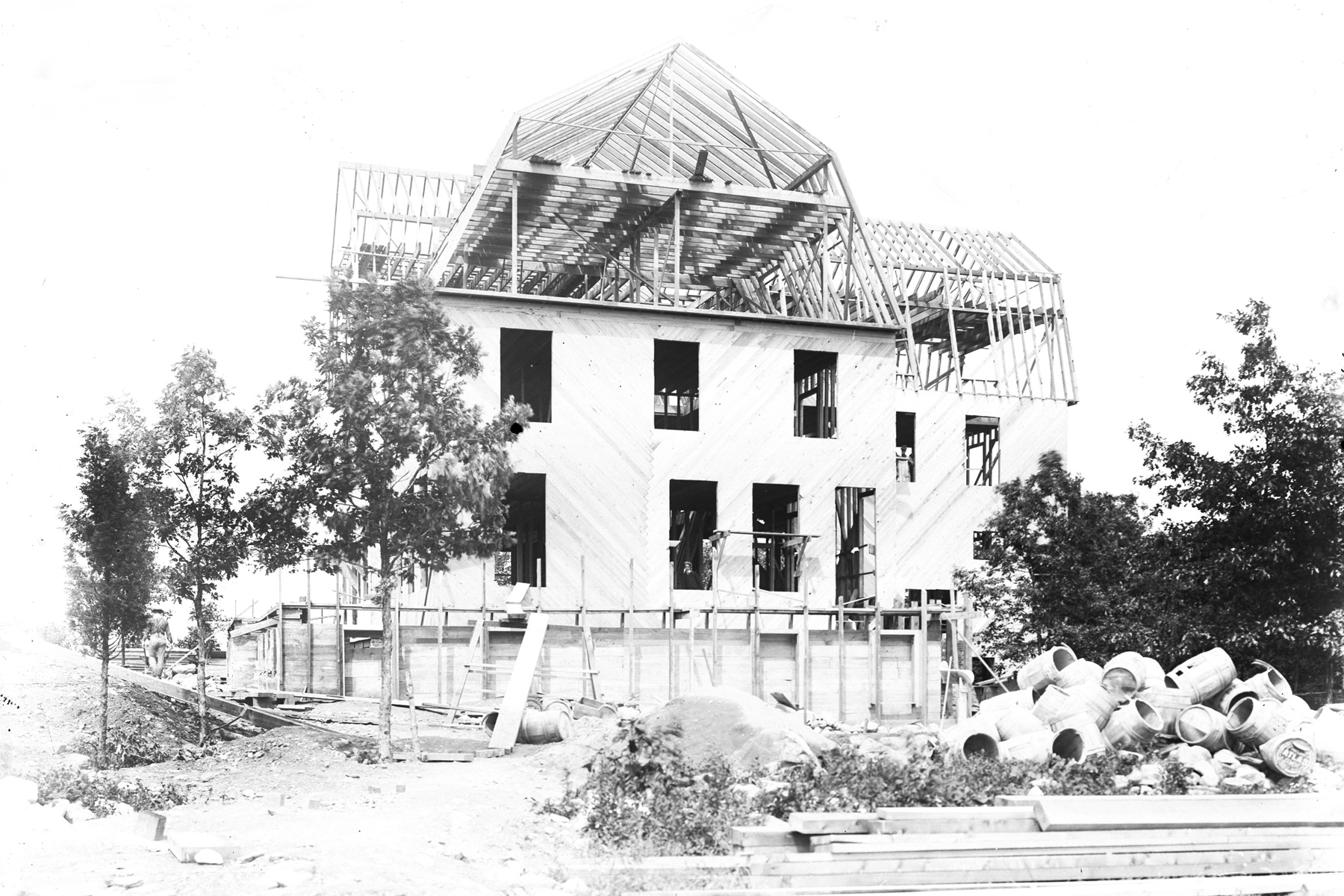 Historic view of Idylease construction and early resort development in 1902