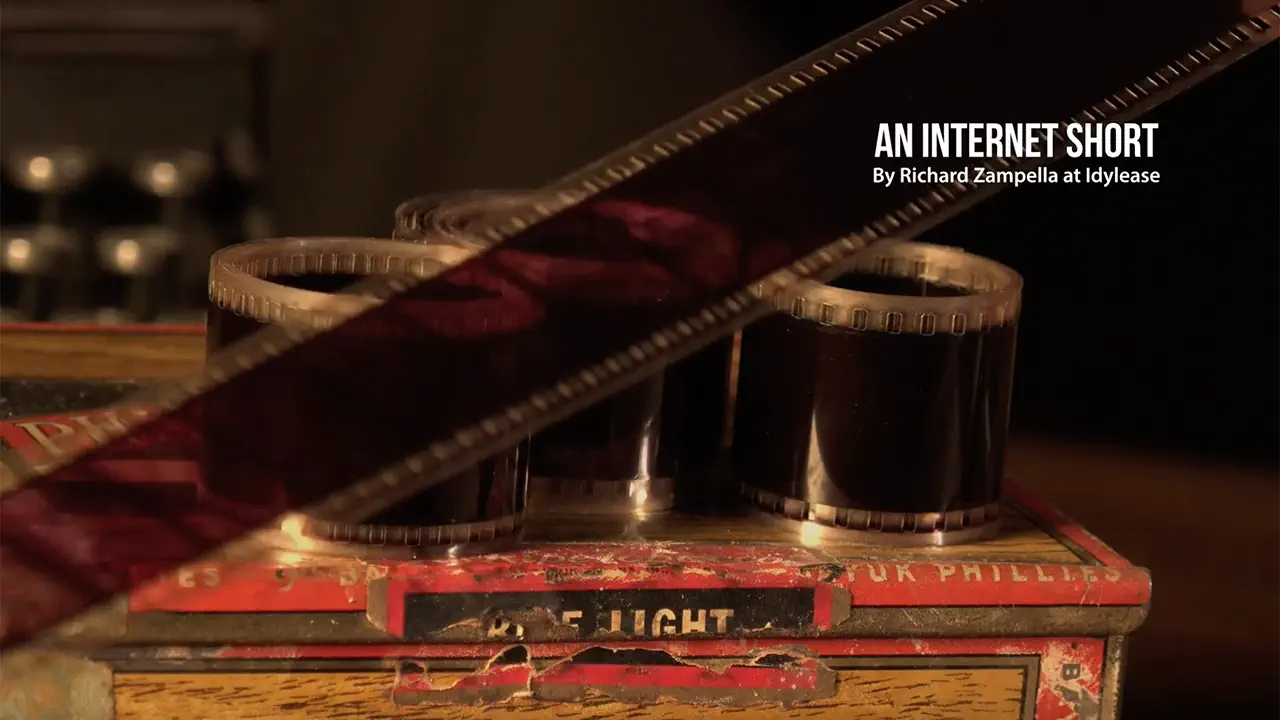 Video thumbnail for An Internet Short by Richard Zampella at Idylease, showing vintage film reels and film strip